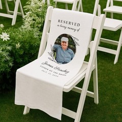 Customized Photo Reserved Memorial Wedding Chair Fabric Sign