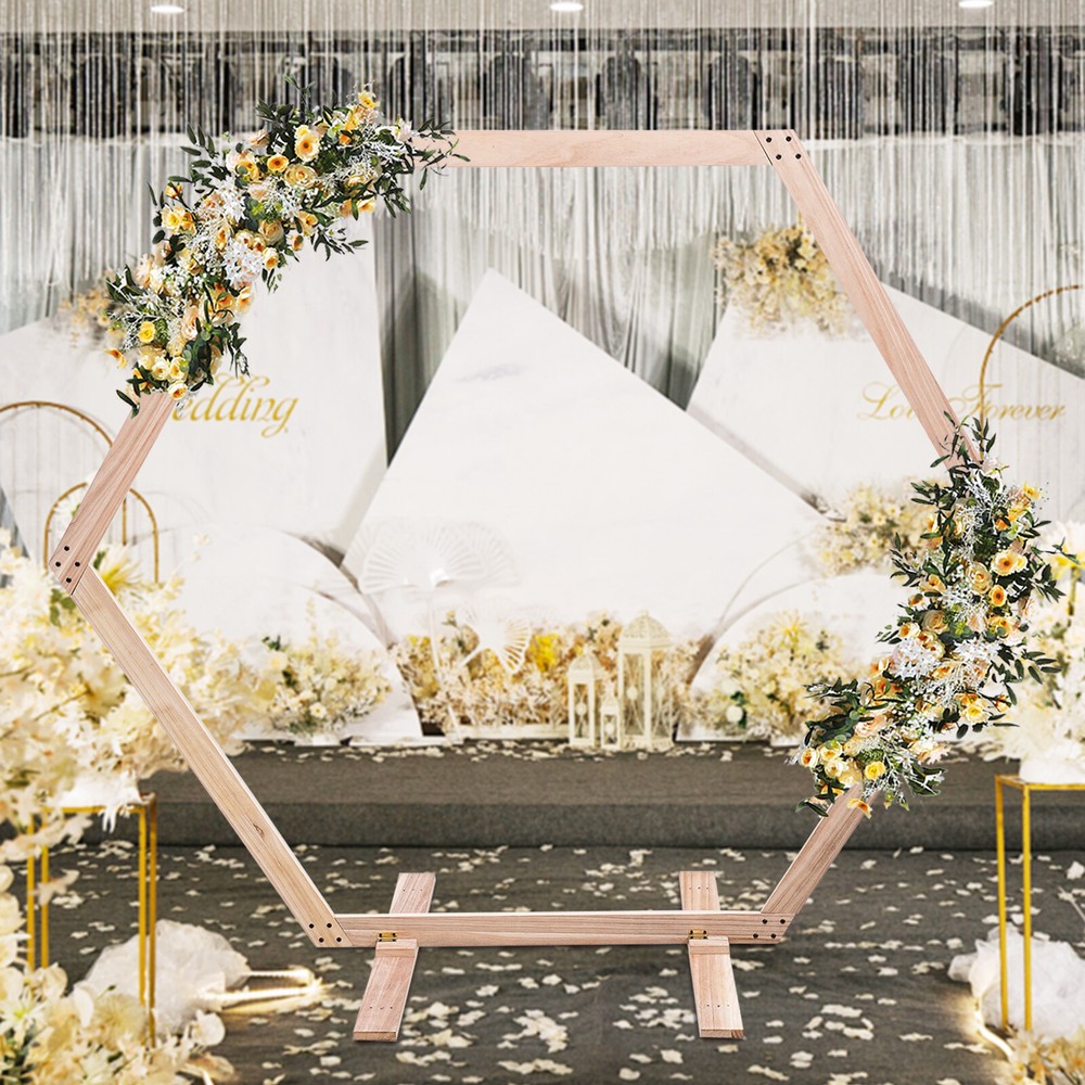 Wooden Wedding Hexagonal Arbor Backdrop Hexagon Wood Wedding Arch Frame Decor