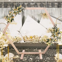 Wooden Wedding Hexagonal Arbor Backdrop Hexagon Wood Wedding Arch Frame Decor