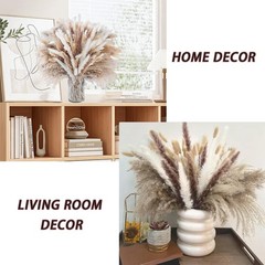 200PCS Natural Dried Pampas Grass Decor – 17″ Fluffy Pampas Grass Bouquet – B…