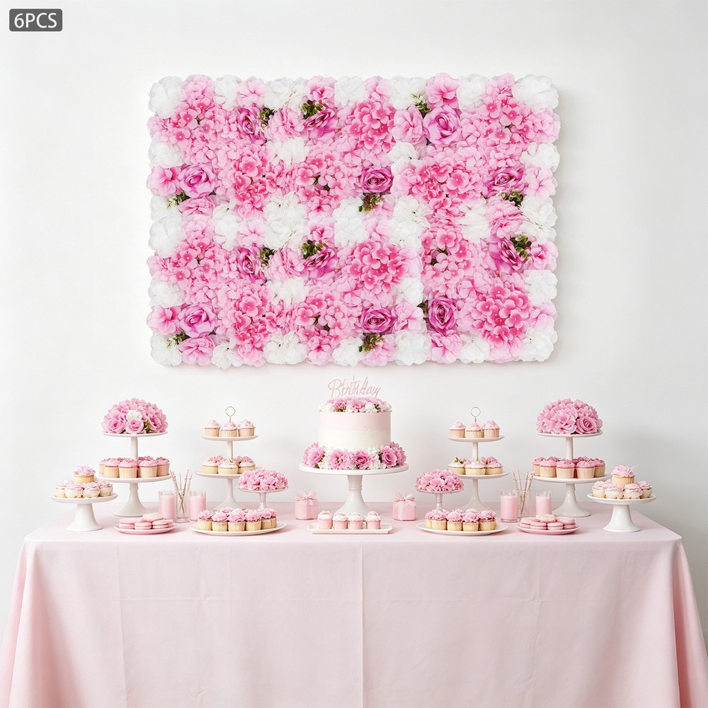 Artificial Flower Backdrop Wall Panels 6Pcs Indoor Outdoor Photography Decor