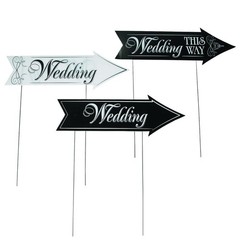 Wedding Sign For Ceremony and Reception | Three Double Sided Wedding Direction S