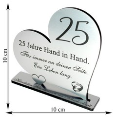 Silver Wedding Gift 25 Years Marriage Anniversary Silver Wedding Decoration Heart 10cm