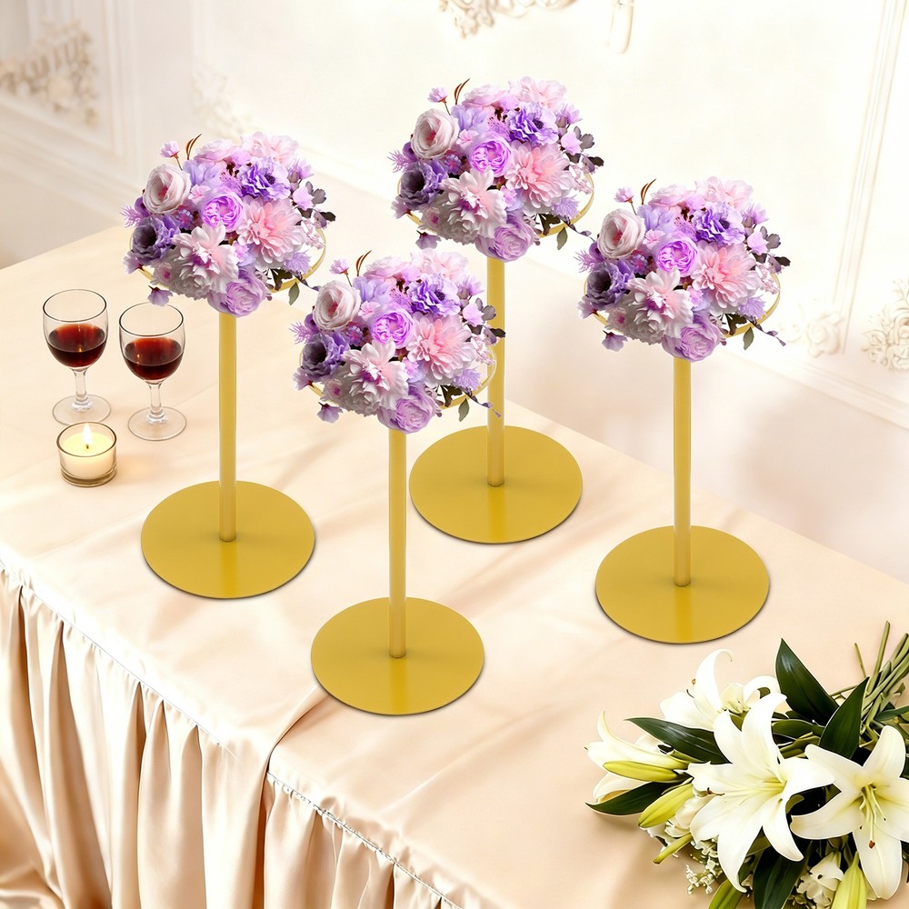 4Pcs Wedding Flower Stands Gold Tabletop Metal Flower Stand for Wedding,Party