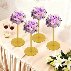 4Pcs Wedding Flower Stands Gold Tabletop Metal Flower Stand for Wedding,Party