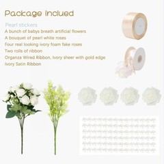 Jumping Broom Wedding Ceremony Decoration DIY Kit W/ Ribbons Roses & Stickers