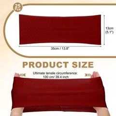 25 Pcs Spandex Chair Sashes Bows with Slider Buckle, Wine Red