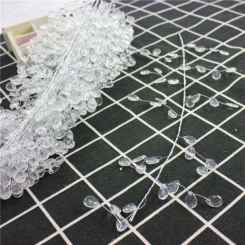 Acrylic Crystal Bead Flower Branch String Bridal Headdress Wedding Props Tiara