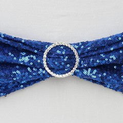 10 Royal Blue Spandex Sequined CHAIR SASHES Ties Wraps Wedding Party Decorations