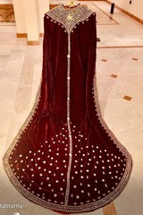 Traditional Ethiopian Wedding Kaba for Couple – Burgundy & Gold Cloaks + Crown .