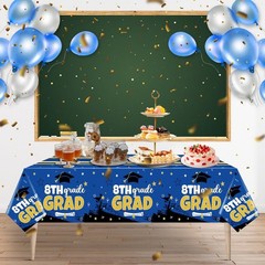 Jingmore 3 Pcs 54 x 108 Inch 8th Grade Graduation Tablecloths Rectangular Pla…