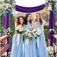 Wedding Arch Draping Fabric 1 Panel 20FT Chiffon 28″ x 20FT 1Panel Purple