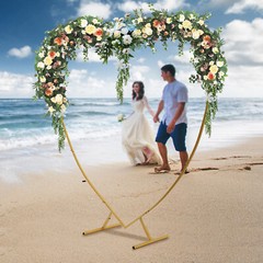 210cm(6.89ft) Heart Shaped Gold Metal Balloon Arch Stand Frame Display Kit Love