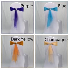 10X Stretch Chair Cover Band Bow Slider Sashes with Buckle Banquet Wedding