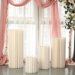32″ Ivory Folding DIY Accordion Pillar Cardboard Display Stand Pedestal Box