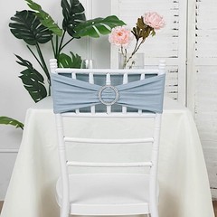 10 Dusty Blue Spandex CHAIR SASHES with Silver Round Buckles Wedding