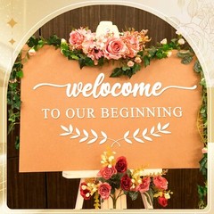 2 Pieces Wedding Mirror Decal 20 x 11 Vinyl Welcome to Our Wedding Sign Custo…