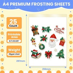 Edible Paper 25 Count A4 11.7″ x 8.3″ Sugar Sheets for Edible Printer Edible …