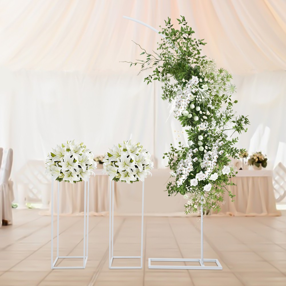 Arch Ballon Stand Backdrop Stand for Parties Wedding Flower Stand+2*Flower Stand