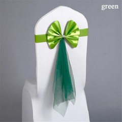 5pcs Chair Back Flower Cover Bowknot Gauze Stretch Wedding Party Decorations SPW