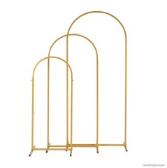 Iron Arch Set 3 Piece Gold Finish Rustproof Garden Wedding Trellis Outdoor