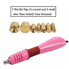 Hotfix Applicator,DIY Hot Fix Rhinestone Setter Applicator Wand Tool Kit Pink