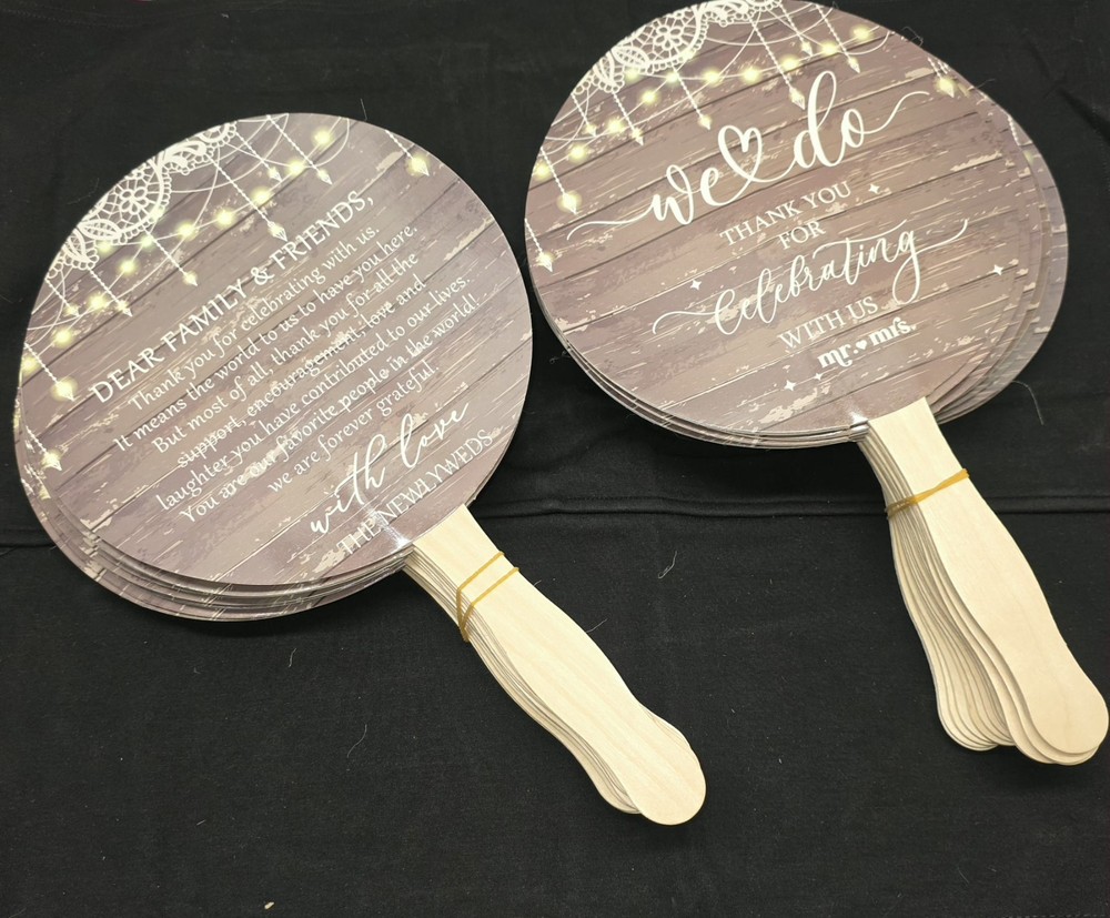 FUMETE 30pc Wedding Fans-leaf style-Warm Words