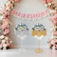 Gold/Silver Flower Stand for Wedding Birthday Party Events,38*68cm Flower Stand