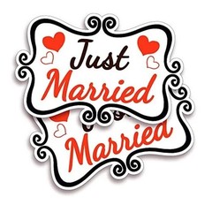 Just Married Car Decorations, 12×8 Magnet Decals for Vehicles, 2 Pack Red