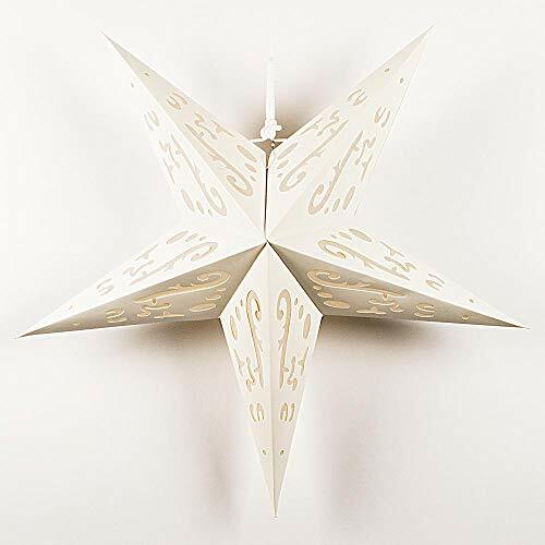 24″ Solid White Random Cut-Out Paper Star Lantern, Hanging Decoration