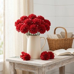 Larksilk Burgundy Carnations, Fake Flowers, 100 Pack for Events, Weddings, DIY
