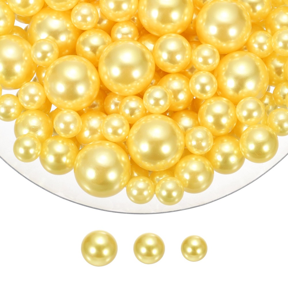 200 Pcs Pearl Bead for Vase Filler 20/14/10mm Floating Beads(Yellow)
