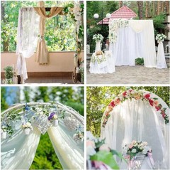 White Wedding Dress Ceiling Drapes Roof Canopy Decor Drap Fabric Chiffon Curtain