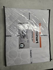 Cuisinart 9 Piece Tablecloth & Napkins Set, White in Color, Circular Pattern