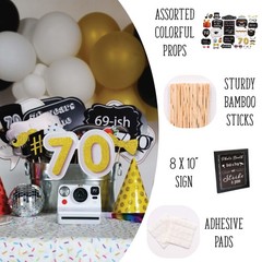70th Birthday Photo Booth Props – 31-pc Selfie Set With 8 x 10-Inch Sign, 45 …