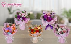 Preserved Real Roses Bouquet – Mixed Color Eternal Roses with Dried