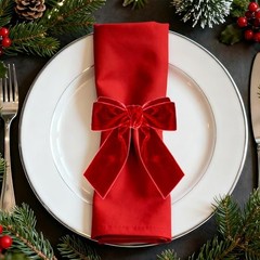 6Pcs Christmas Napkin Rings Bow Velvet Napkin Holders for Xmas One Size Red