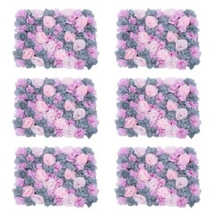 6pcs Artificial Flower Walls 3D Silk Rose Wall Backdrop Decor for Wedding Party