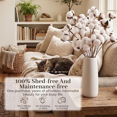 Cotton Stems 8 Pas with 15 Bolls, Natural Dried Flowers Cotton