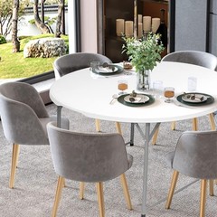 4FT Round Table, Round Folding Table 48 inch, Bifold Round Table, Plastic Din…