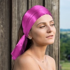 2Pcs 35 Inch Square Satin Head Scarf Silk Feeling Hair Scarf, Fuchsia