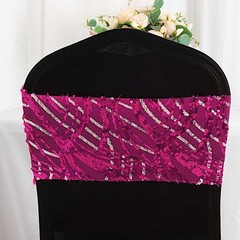 5 FUCHSIA SILVER Mesh Embroidered Sequins CHAIR SASHES Party Events Decorations