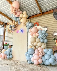 Gender Reveal Balloons Garland Kit, 124pcs Dusty Pink and Dusty Blue Sand Whi…