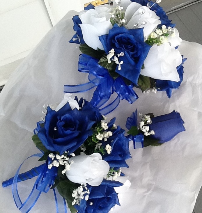 3 pc wedding set Royal Blue and White Any color available. Sale Sale