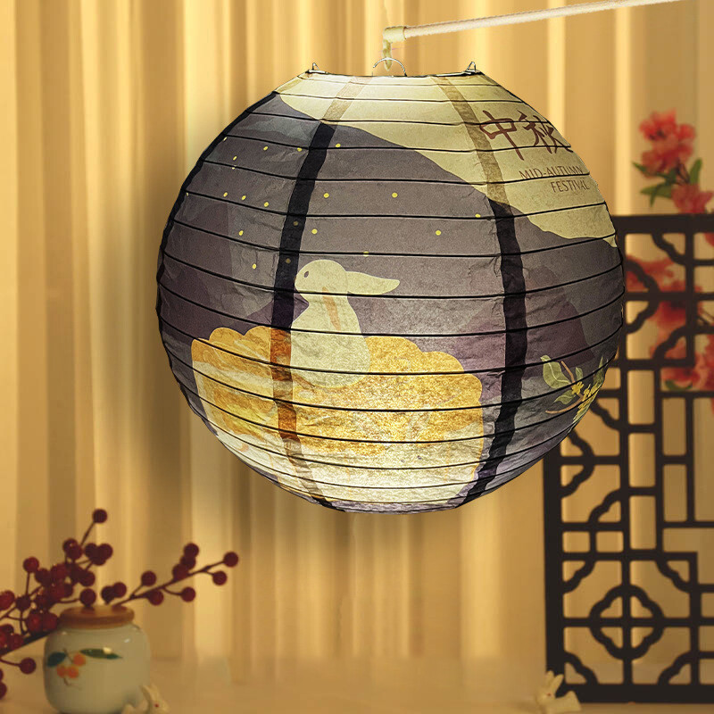 Chinese Style Round Paper Lantern Mid-Autumn Festival for Wedding Holiday Decor