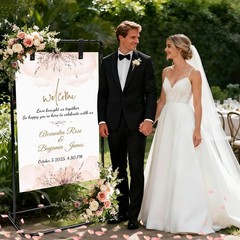 Wedding Welcome Sign Holder Adjustable Metal Floor Easel Stand & Hanging Straps