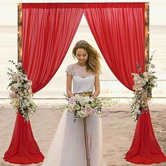 Wedding Arch Draping Fabric Sheer Fabric for 29″W x 240″L (Pack of 1) Red