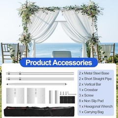 Pipe and Drape Stand Kit, 10x10ft Heavy Duty Adjustable Metal 10 x 10ft Silver