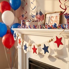 Felt Festive Banner for National Celebration Day Decorations Red 10 10cm