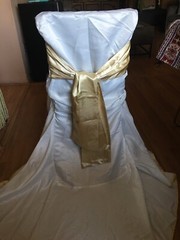 CHAIR COVER Wedding Banquet Party Reception Decorations White With Gold Sash Bow